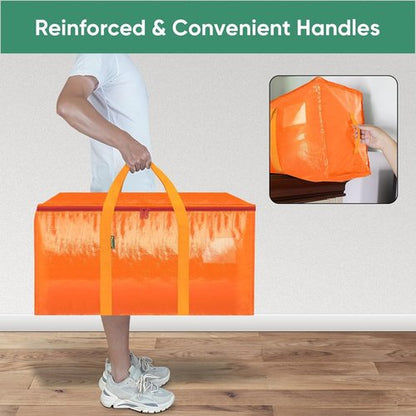 BALEINE 6-Pack Oversized Moving Bags - Heavy-Duty Storage Totes with Reinforced Handles | Orange