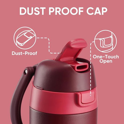 Insulated Water Bottle by [Brand Name] | 18 oz Stainless Steel, 2-in-1 Straw & Push-Button Lid - Keeps Drinks Cold for 24 Hours, BPA-Free, Leak-Proof, Perfect for Sports & Travel, Red
