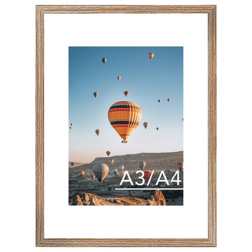 JCJMY 11.7x16.5 A3 Picture Frame Rustic Brown with 8.3x11.7 A4 Mat, Display Photo 8.3x11.7 with Mat or 11.7 x 16.5 Without Mat, Wall Hanging Large Frame with Plexiglass, Rustic Brown
