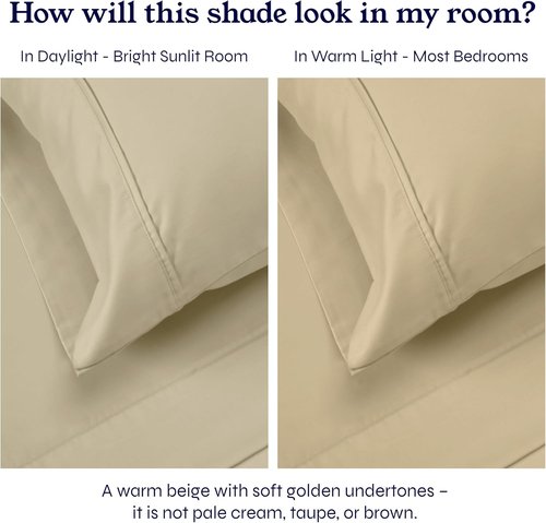 California Design Den King Pillowcase Set - 400 Thread Count, 100% Cotton, Soft & Breathable | Beige