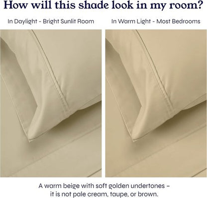 California Design Den King Pillowcase Set - 400 Thread Count, 100% Cotton, Soft & Breathable | Beige