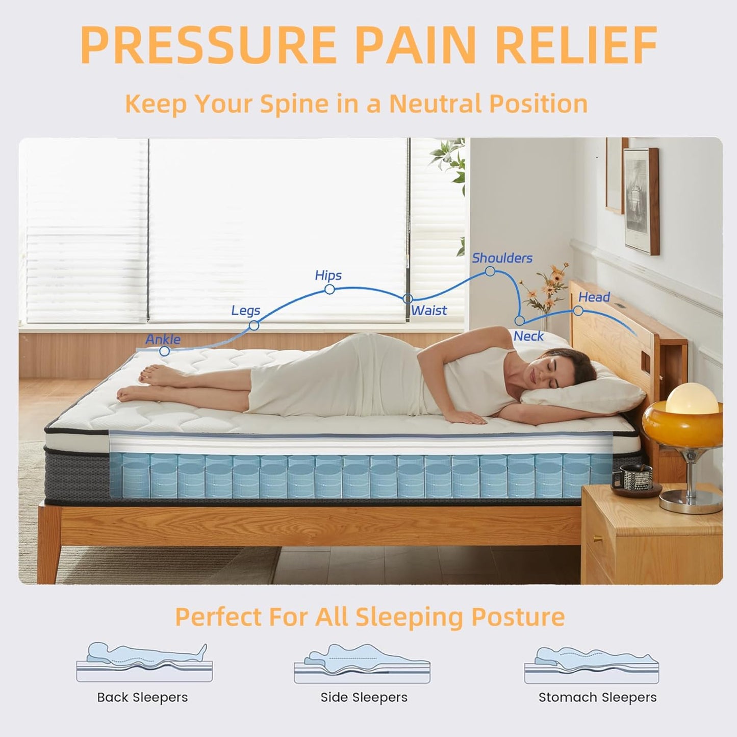 Skiennix Twin Mattress - 10 Inch Memory Foam Hybrid with Pocket Springs for Motion Isolation & Pressure Relief