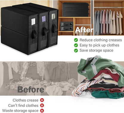 Skiennix Sheet Organizers - Versatile Storage Bins with Lids for Blankets, Clothing & Toys | Black, 3-Pack
