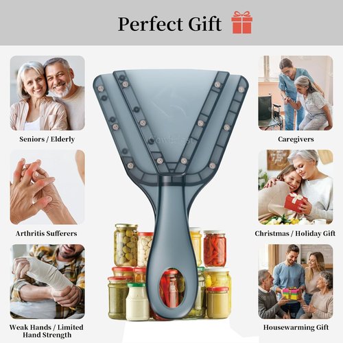 Jar Opener for Seniors - Easy Twist-Off Lid & Bottle Opener | Ergonomic Non-Slip Handle, Ideal Gift (Gray)
