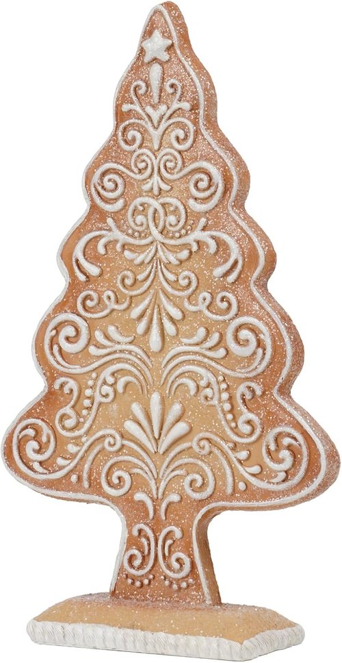 Braxio Gingerbread Christmas Tree Figurines - Festive Tabletop Decoration with Sequins | 5.5x2.25x10 Inch