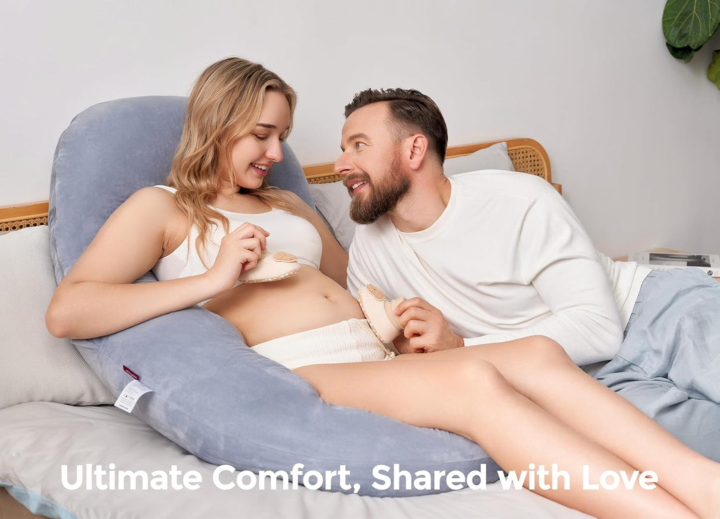 Momcozy Pregnancy Pillow - Dreamlign U Pro Maternity Pillow with Adjustable Leg Support | 50-72 Inch Full Body Comfort for Pregnant Women