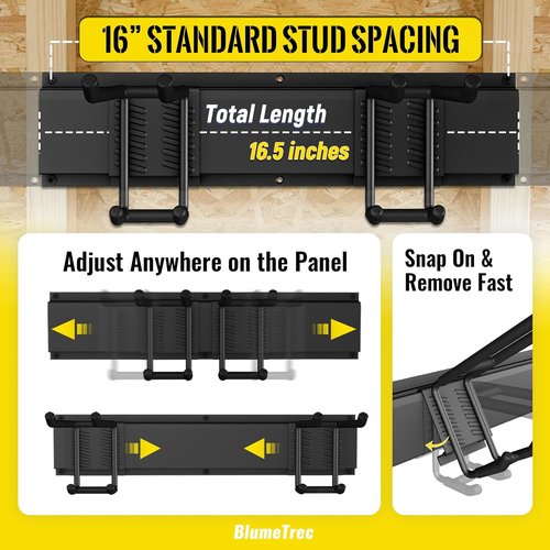 Garage Tool Organizer - Skiennix 48" Heavy-Duty Metal Wall Mount with 3 Rails & 6 Adjustable Hooks