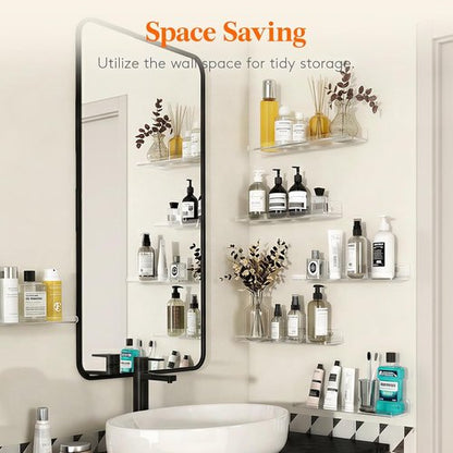 Lifewit Floating Shelves - Clear Acrylic Wall Organizer for Bathroom & Home Decor | 14" Display Rack, 4 Pack