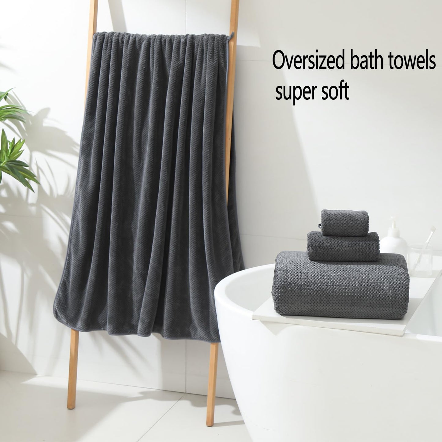 YTYC Towels, 39x78 Inch Oversized Bath Sheets for Adults Luxury Extra Large Bath Towels Sets of 6 Super Soft Shower Towels for Bathroom Microfiber 80% Polyester(Charcoal Grey,6 Piece)