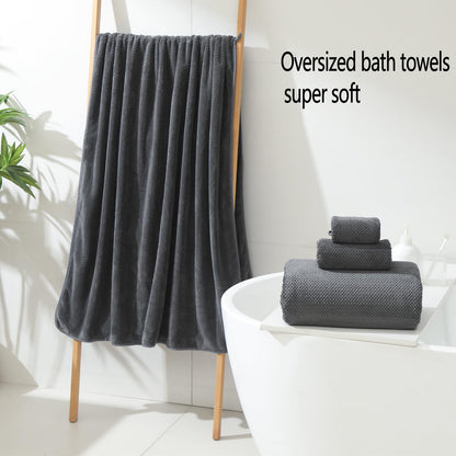 YTYC Towels, 39x78 Inch Oversized Bath Sheets for Adults Luxury Extra Large Bath Towels Sets of 6 Super Soft Shower Towels for Bathroom Microfiber 80% Polyester(Charcoal Grey,6 Piece)