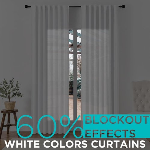 Joydeco 60% Blackout Curtains - Thermal Insulated Grommet Drapes for Bedroom | 84 Inch Length, Greyish White