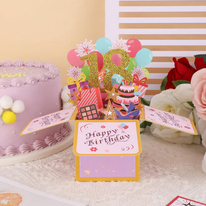 PEUTIER 3D Happy Birthday Pop-Up Card - Creative Design with Classic Envelope & Note for All Ages