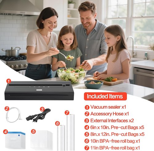 **Regine Switzerland Vacuum Sealer Machine - 85Kpa Food Preservation with Built-In Cutter & Starter Kit**