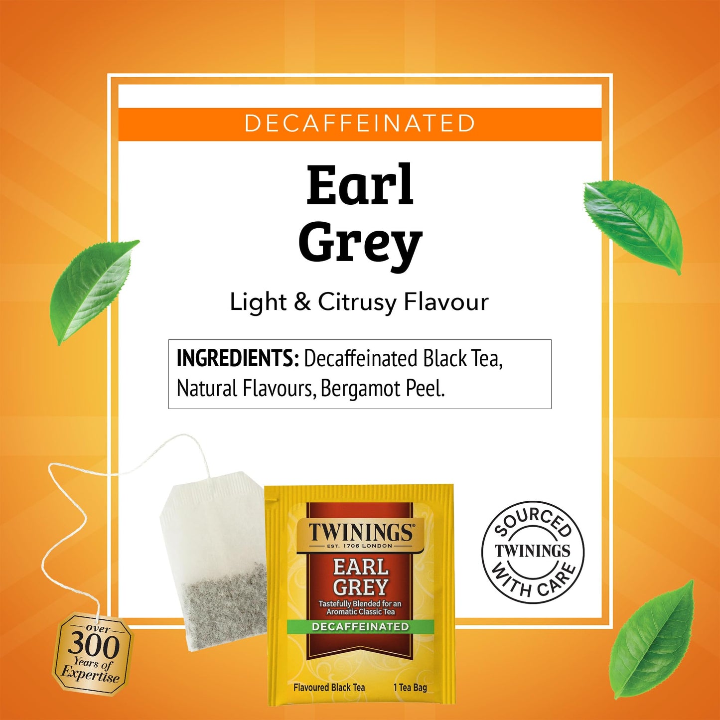 Twinings Decaffeinated Earl Grey Black Tea Individually Wrapped Bags, 20 Count (Pack of 6), Flavoured with Citrus and Bergamot, Enjoy Hot or Iced, 120 Teabags
