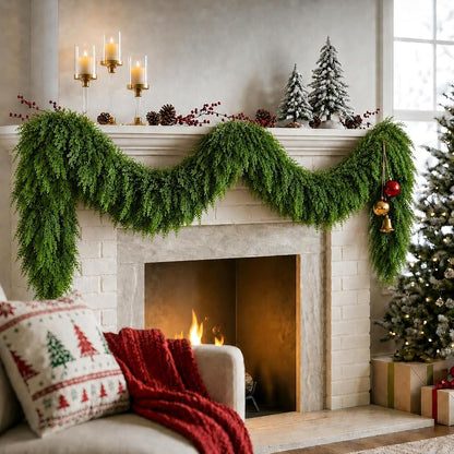 9ft Christmas Cedar Garland - Real Touch Pine Garland for Mantle (1 Pack) - Variation of THIS listing