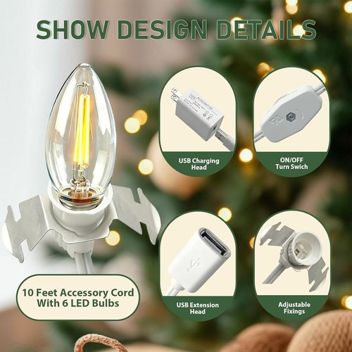 Department 56 USB 5V LED Light Set - 6 Lights for Christmas Village & Halloween Decor | 9.8ft White Cord