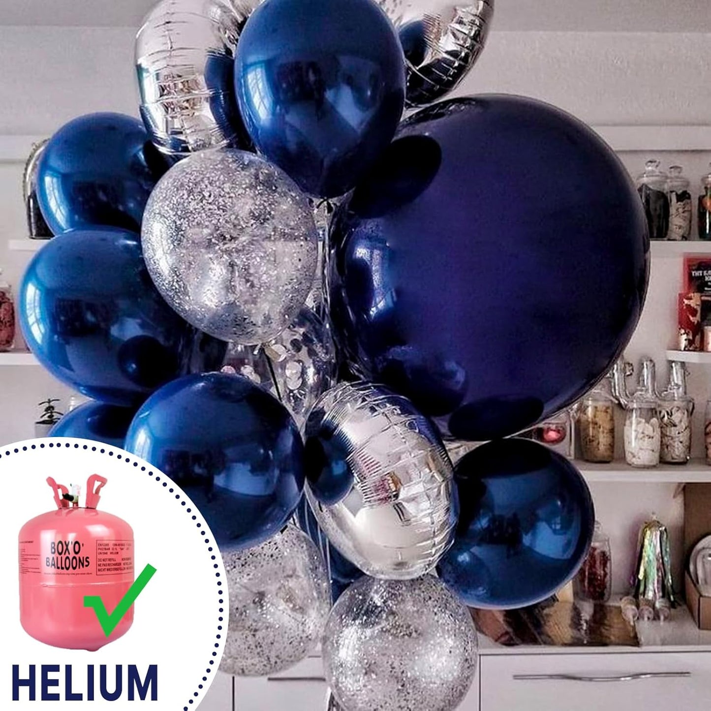 PartyWoo Navy Blue Balloons - 36 Inch Matte Helium Latex for Graduation, Weddings & Parties