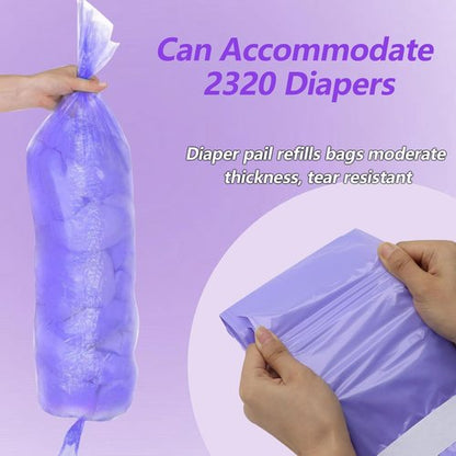 Diaper Pail Refills Bags 4 Pack Compatible with Dekor Plus Diaper Pail Liners Diaper Refill Liners Holds up to 2320 Diapers