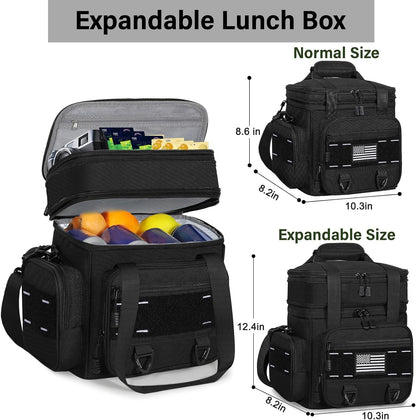 TENKIST Tactical Lunch Box - Large Insulated Cooler Bag | Heavy-Duty Leakproof Design, 16L, Black