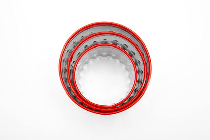 Heavy-Duty Round Cookie Cutters Set - 2", 2.6" & 3" Stainless Steel with Red PVC Top