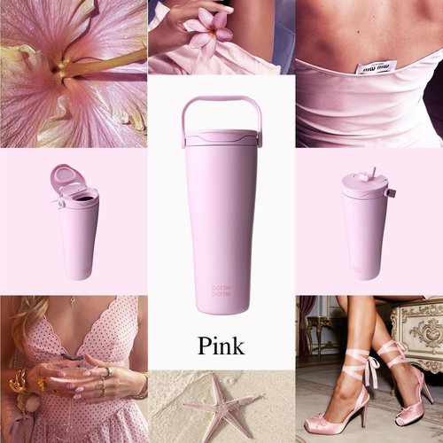 BOTTLE BOTTLE Insulated Tumbler with Handle & Straw Lid, 30oz Stainless Steel Leak-Proof Water Bottle for Hot & Cold Drinks, Add Ice Without Unscrewing, BPA-Free for Travel, Sports, Office(Pink)