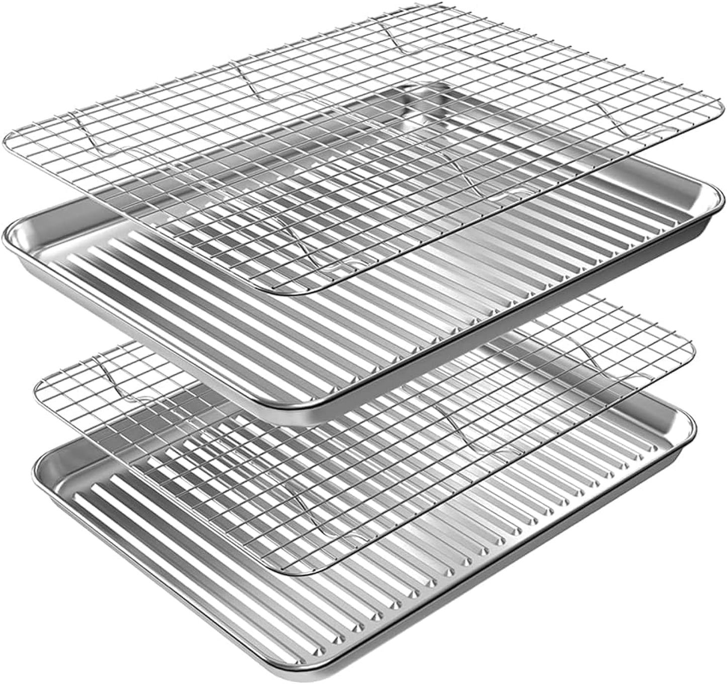 ROTTAY Half Sheet Pan Set - Stainless Steel Baking Sheet with Cooling Racks | Heavy Duty, Warp Resistant, 18 x 12 Inches