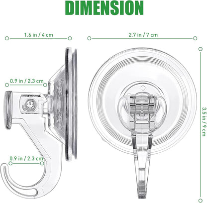 Skiennix Suction Cup Hooks - Heavy Duty Clear Design for Shower & Wreath Hangers | 4 Pack