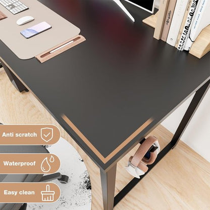 DUMOS 63-Inch Modern Office Computer Desk - Stylish Writing Table for Home & Bedroom - Black