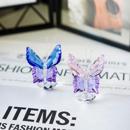 Skiennix Crystal Butterfly Figurines - Elegant Clear Ball Base | 2-Piece Collectible Set for Weddings & Gifts