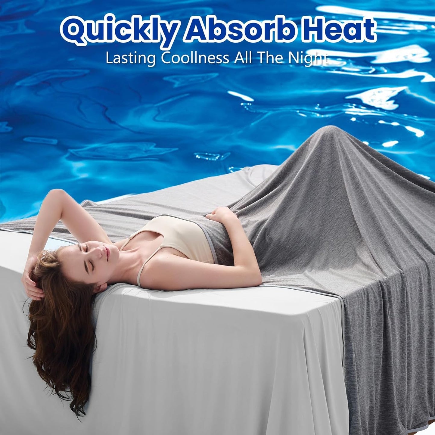 Topcee Cooling Blanket - Ultra-Cool 90"x90" Queen Size | Absorbs Heat for Comfortable Sleep on Warm Nights