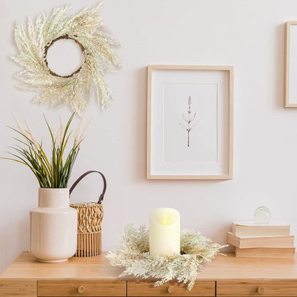Hanaive Boho Candle Wreaths - 8 Pcs Small Faux Pampas Decor for Weddings & Home | 3.9 in