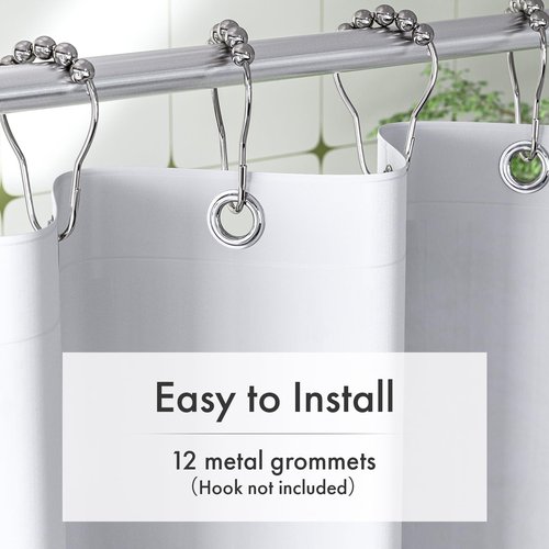 Amazer White Shower Curtain Liner with Magnets, 72x72 Plastic Shower Liner PEVA Waterproof Medium Weight Inside Shower Curtains Liner for Bathroom with Rustproof Grommet