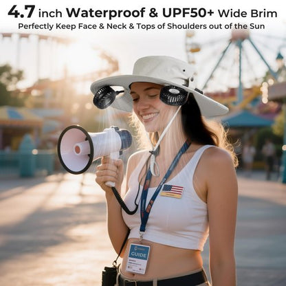 AMACOOL 2-in-1 Bucket Hat Fan with Detachable Neck Fan, UPF 50+ Wide Brim Sun Hat, Father's Day Gifts for Dad Husband, Fishing Essentials 2026 for Men Women Camping Hiking Beach Gardening Outdoor