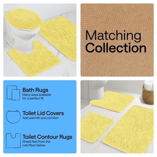 GORILLA GRIP Bath Rug Mat, Thick Soft Absorbent Chenille, Quick Dry Microfiber Mats, Rubber Backing Washable Shower Floor Rugs, US Designed Bathroom Bathmat Home Decor Accessories, 24x17 Yellow