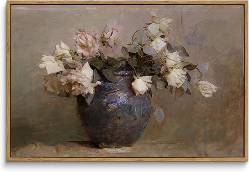 InSimSea Framed Canvas Wall Art - Vintage Floral Roses Decor | Large 16"x24" Artwork for Home & Office