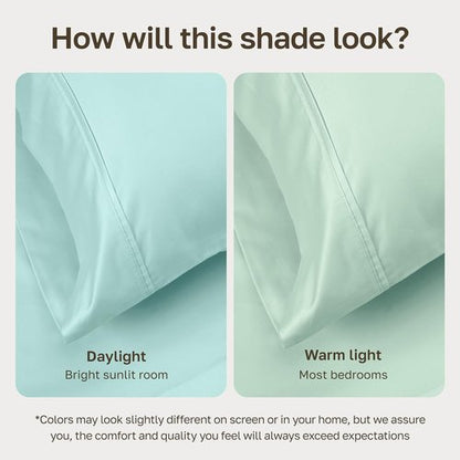 California Design Den 100% Cotton Full Bed Sheets Set - 400 Thread Count, Award-Winning Sateen Finish, Deep Pockets - Seafoam
