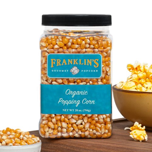 Franklin’s Gourmet Popcorn | Organic Popping Kernels - 28oz Tub | Non-GMO & All-Natural, Made in USA