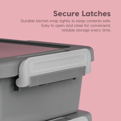IRIS USA Craft Storage Container Bins - 6 Qt. Stackable Art & Office Organizer Tote | 2 Pack, Gray