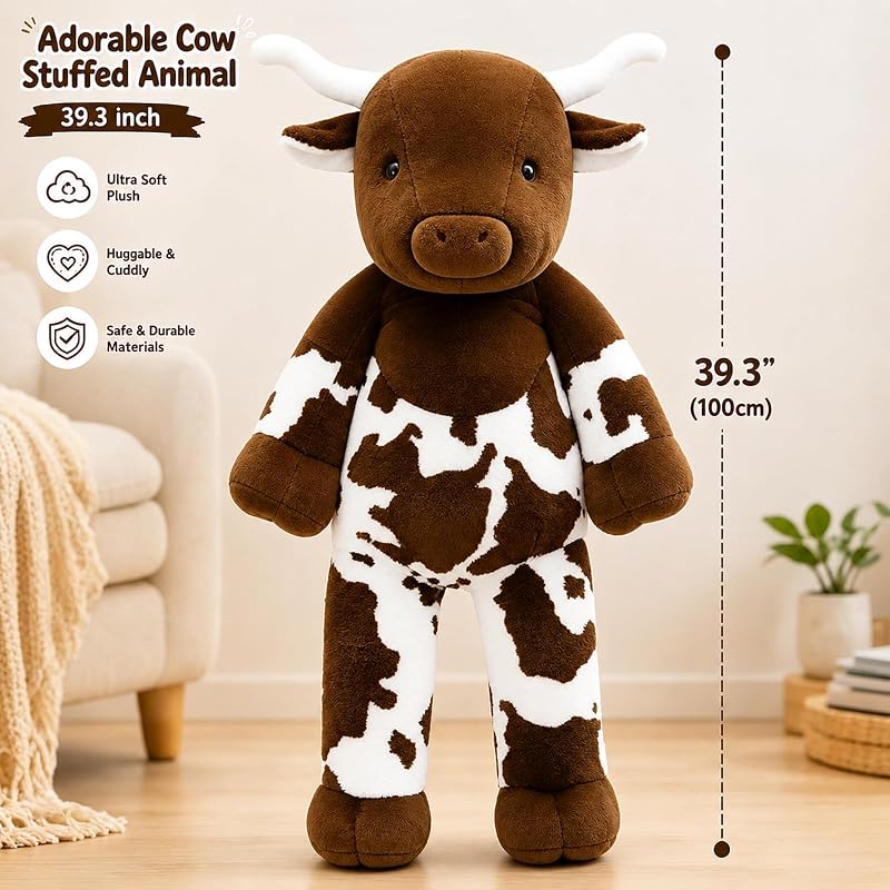 Longhorn Cow Stuffed Animal 39" Giant Plush Pillow (Variation: Longhorn Cow)
