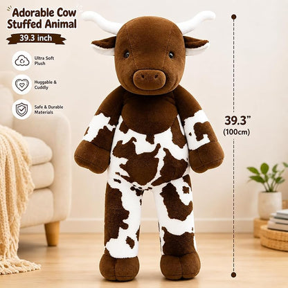 Longhorn Cow Stuffed Animal 39" Giant Plush Pillow (Variation: Longhorn Cow)