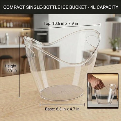 2 Pack Ice Bucket - 4L Clear Acrylic Ice Buckets for Parties, Mimosa Bar Supplies Beverage Tub for Champagne Beer Sparkling Wine Cocktails