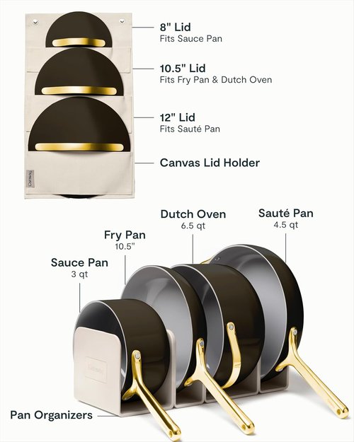 Caraway Non-Stick Ceramic Cookware Set - 12-Piece Pots, Pans & Lids | PFAS & PFOA Free, Oven Safe - Black