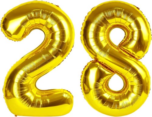 Gold Number 28 Balloon - 40 Inch 28th Birthday Decoration for Men & Women | Elegant Golden Party Supplies