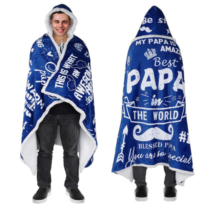 Papa Gifts Sherpa Wearable Blanket Hoodie,Father's Day Gifts,Christmas Birthday Gifts for Papa,Papa Birthday Gifts from Grandkids,Papa Double Blanket from Grandkid,Papa Gift from Grandkid,70.8X47.3