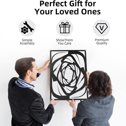 Skiennix Black Abstract Metal Wall Art - Modern 3D Textured Decor for Living Room & Office | 15.7 x 10.6 Inch