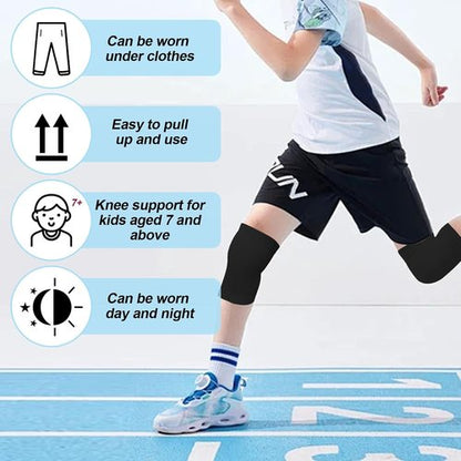 Kids Knee Support Sport Junior Breathable Kids Knee Support Sleeve for Girls and Boys Elasticity Childs Knee Brace for Football Cycling Dance Yoga Tennis Running Climbing (Black)