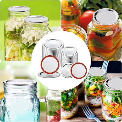 Mason Jar Lids by [Brand Name] - 48PCS Wide & Regular Mouth | No Date Reminder, Compatible with Vacuum Sealers
