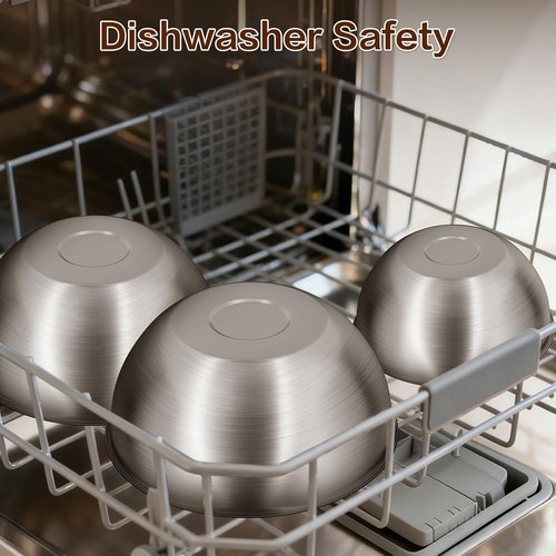 Gronivex Stainless Steel Mixing Bowls Set - Food Grade 304, Dishwasher Safe, Stackable | 3 Pack (1.45, 2.22, 3.38 Qt)