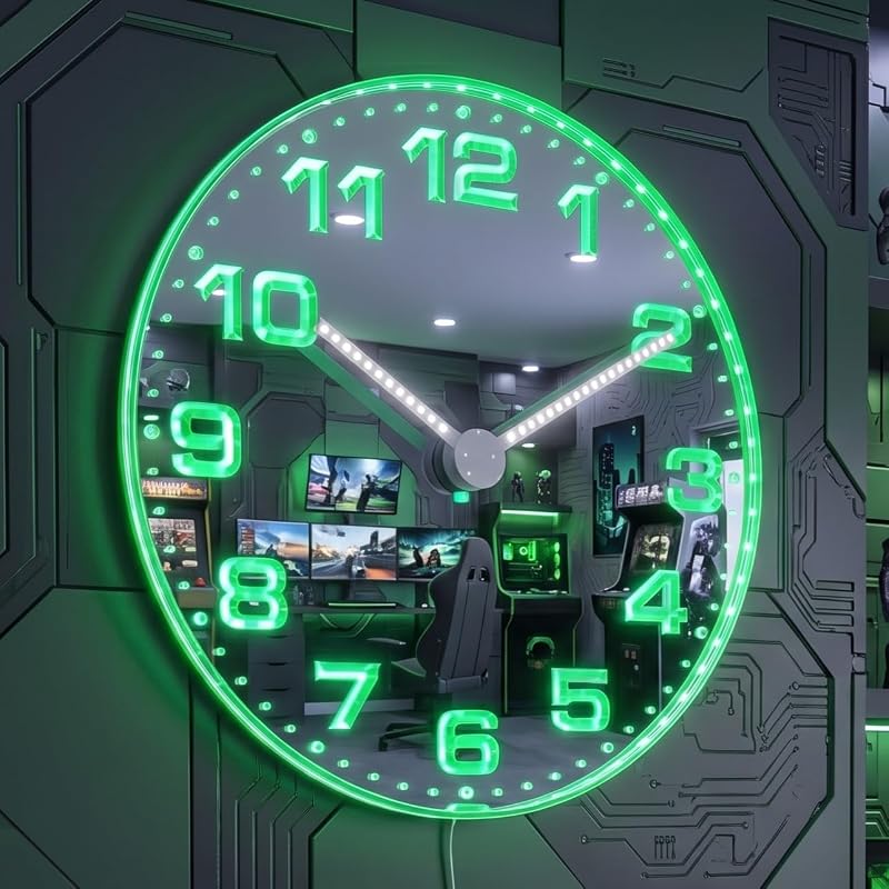 AdvPro GlowHands LED Neon Wall Clock - 18 Inch with RGB App & USB Power (Variation: Classic 1-12+18")