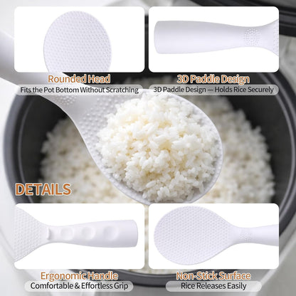 Skiennix Standing Rice Paddle - 2 Pack Non-Stick Rice Scooper | Heat Resistant Spatula (White)